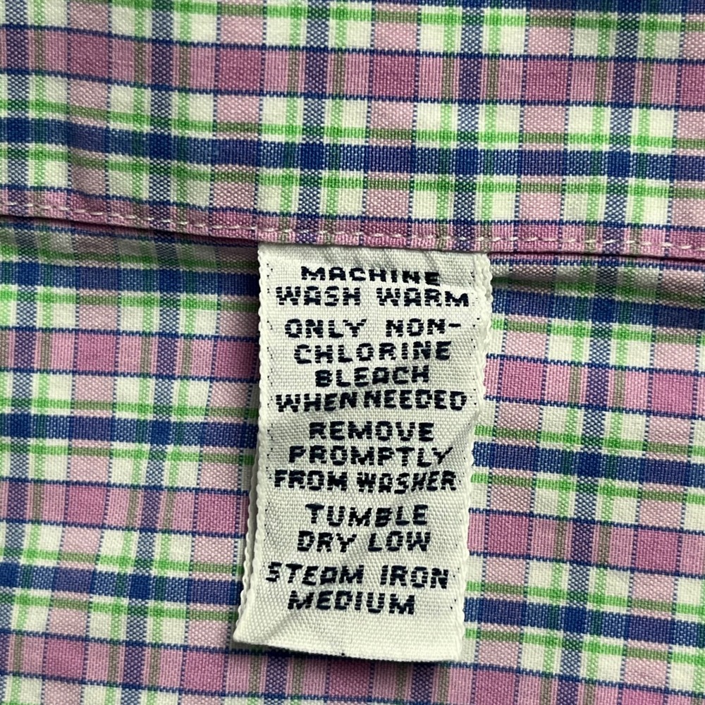 Ralph Lauren EUC Button Down Shirt Men's L Pink Blue Plaid Short Sleeve Cotton - Picture 7 of 9